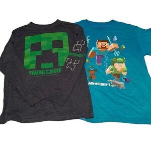 EUC Bundle of 2 Minecraft Tees - Long Sleeve and Short Sleeve - XL